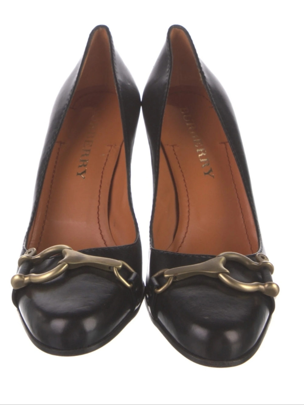 Burberry Black Leather Women's Heels with Gold Horsebit Detail - Picture 5 of 5
